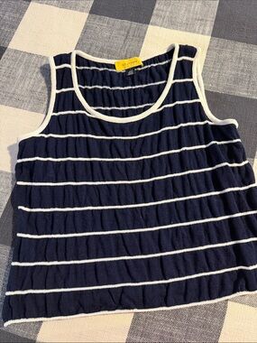 St. John Navy and White Striped Sleeveless Knit Tank